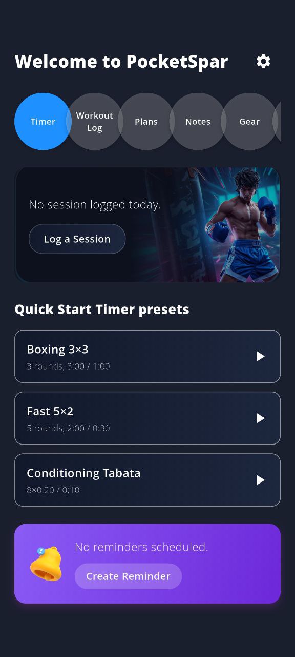 PocketSpar App Interface